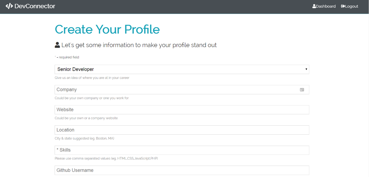 101日目：Dashboard作成とCreateProfile Componentの作成